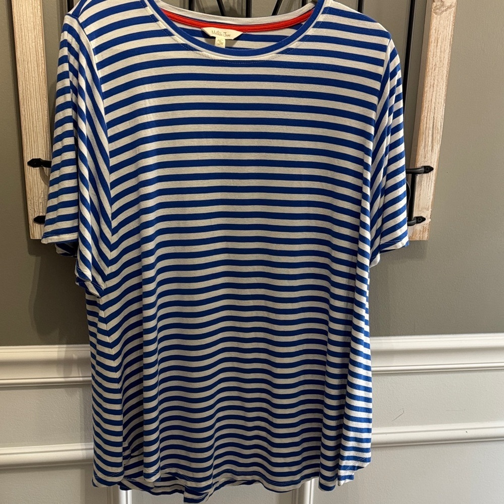 Matilda Jane Navy and White Striped Top XL